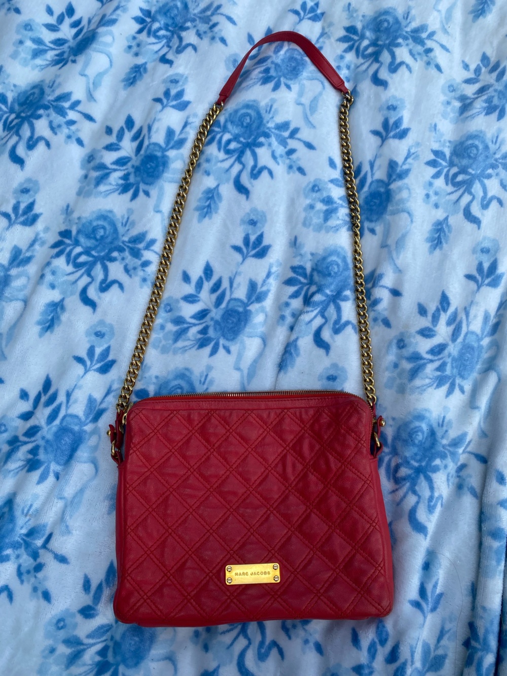 Marc Jacobs Quilted Red Chain-Strap Women's Crossbody Bag
